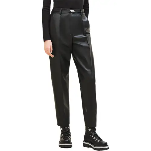 HERMES FW24 Leather Pants Women's Black