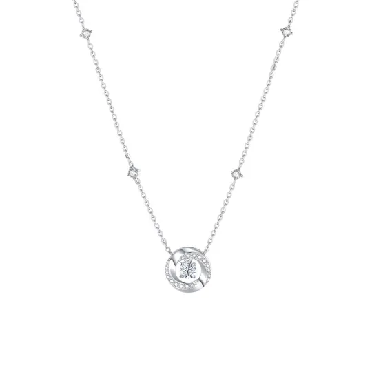 CHOW TAI SENG 925 Sterling Silver Synthetic Cubic Zirconia Necklaces Women's