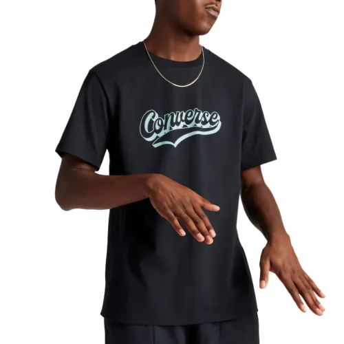 Converse T Shirts Men's Black Crew Neck Moderate Straight Fit