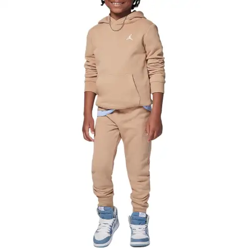 Jordan Jordan MJ Brooklyn Fleece Little Kids' 2-Piece Pullover Hoodie Set Loose, smooth, soft, warm and comfortable casual sports set, light brown for small and medium-sized children