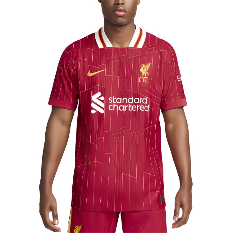 Nike SS24 Dri-FIT series Liverpool Football Club 2024/25 home game brand logo logo letter print comfortable sports short-sleeved football jersey men's gym red
