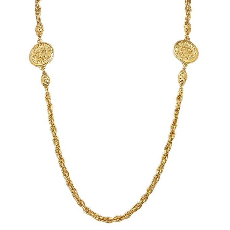 CHANEL Chanel CC 20th Century CC Medallion Design Gold Plated Necklace Women's Gold