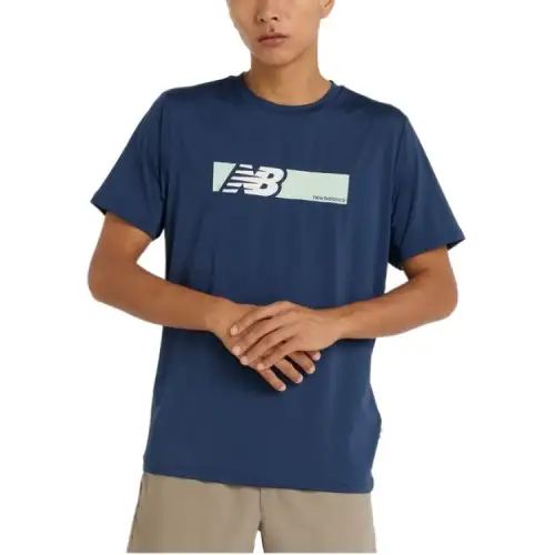 New Balance SS25 BOX LOGO PERFORMANCE T Shirt Men's Marine Blue