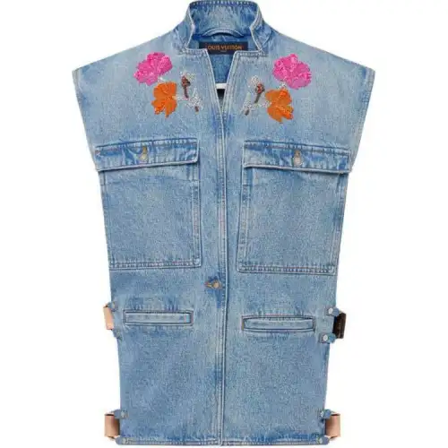 Lv Embroidered Accent Utility Jacket