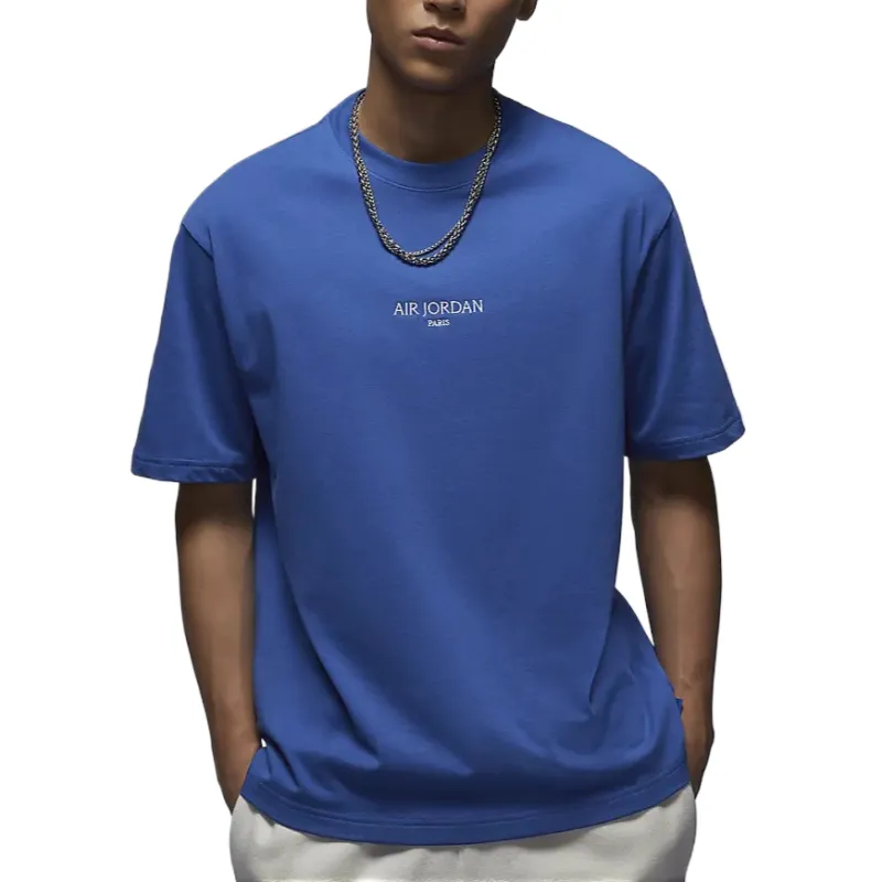 Jordan T Shirts Men's Blue Crew Neck Moderate Straight Fit