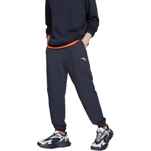 ANTA Casual Pants Men's Black Moderate Cuffed Pants