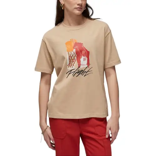 Jordan Drop Shoulder Sleeve T Shirt Women's Khaki