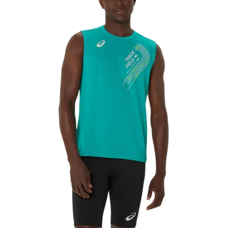 ASICS Tank Top Men's Blue Green