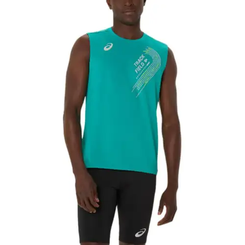 ASICS Tank Top Men's Blue Green