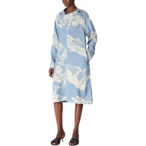 Bottega Veneta SS25 Long Sleeved Dress Women's Blue