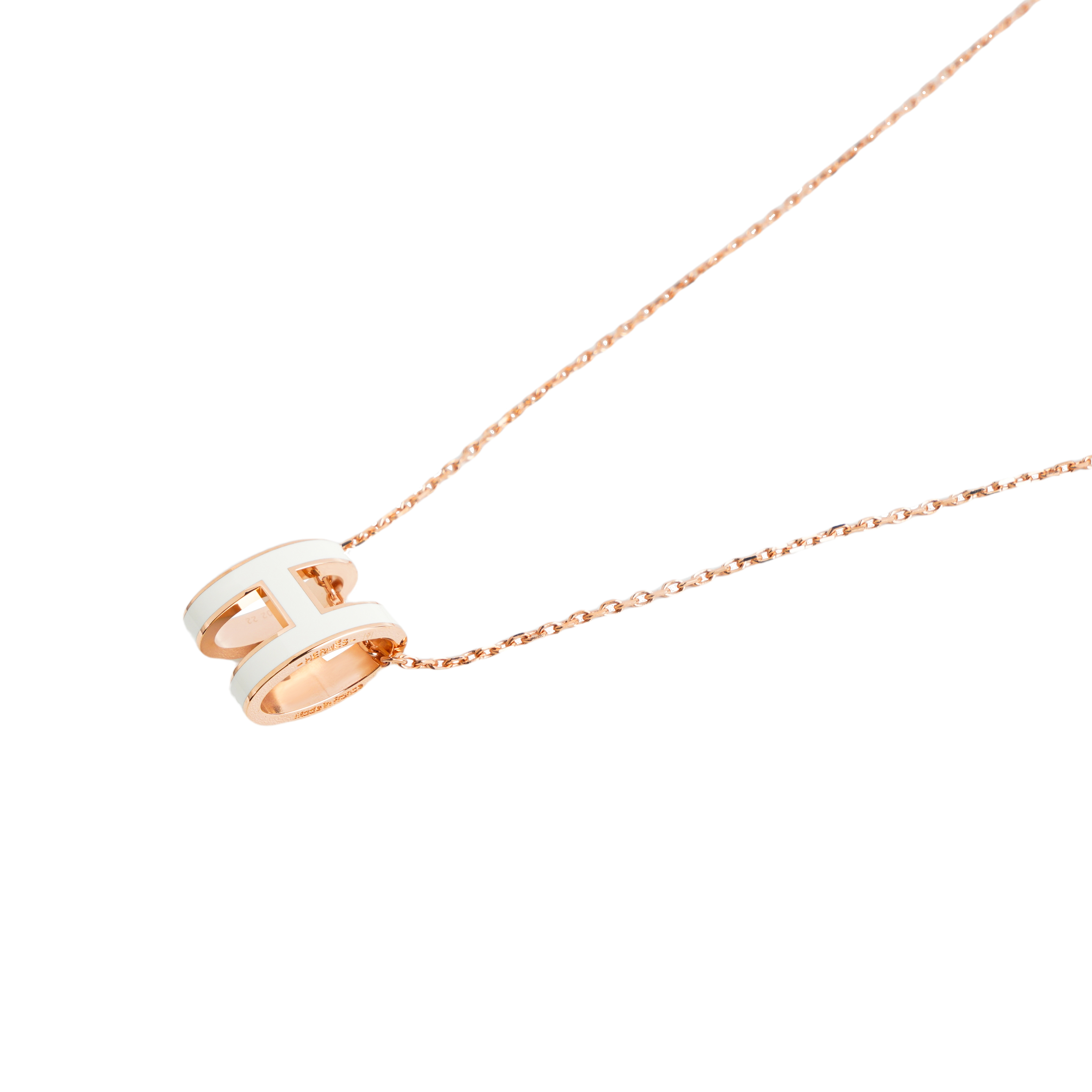 Женское ожерелье Hermes Pop H (бело-розовое золото) — фото 4