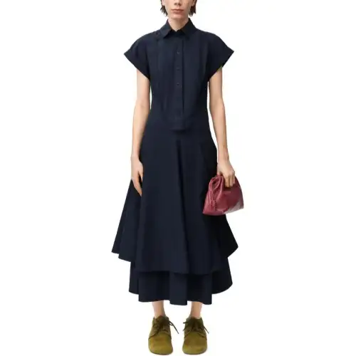 LOEWE Ruffle Detailed Midi Dress