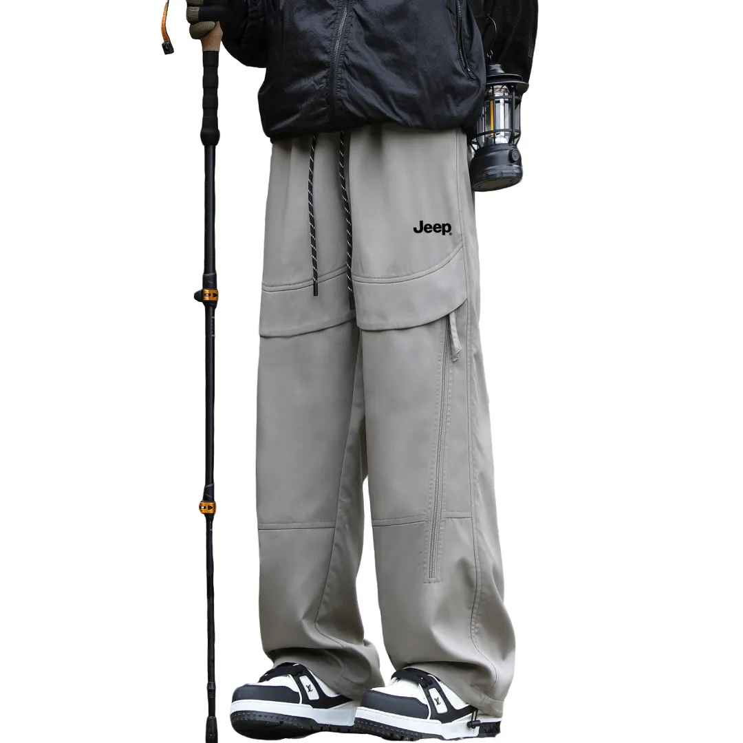 Jeep Casual Pants Unisex Thickened And Fleece Lined Wide Leg Pants