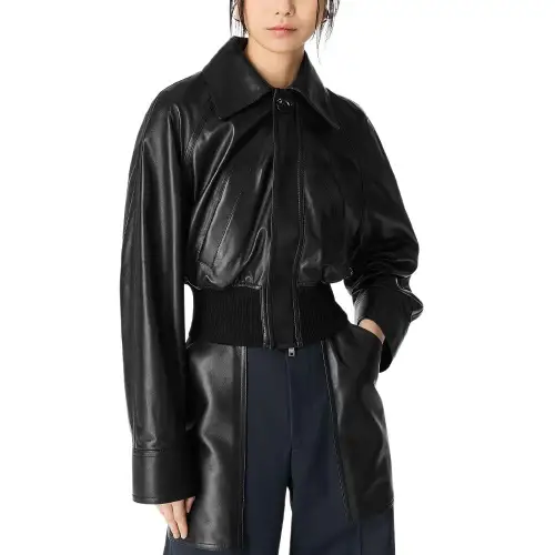 Bottega Veneta FW25 Leather Jacket Women's Black