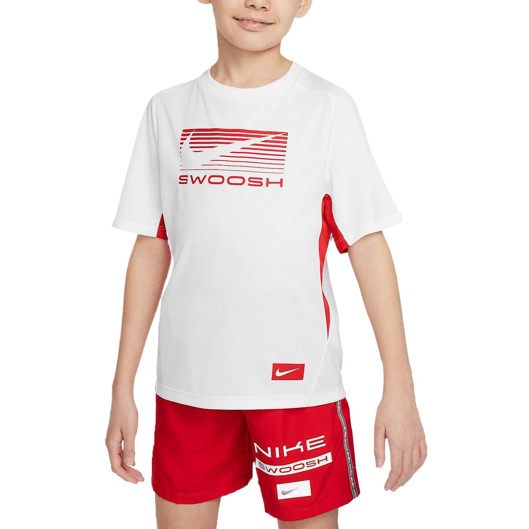 Детская футболка Nike Dri-Fit Swoosh T-Shirt (бело-красная)