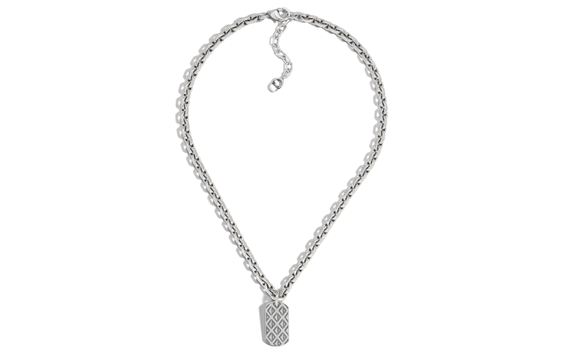 DIOR CD Diamond Brass Necklaces Men's Silver