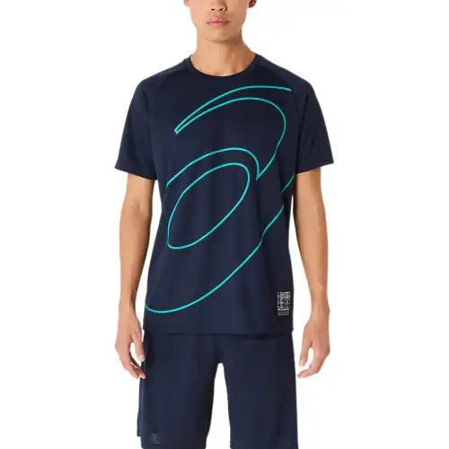 ASICS T Shirts Men's Dark Blue Crew Neck