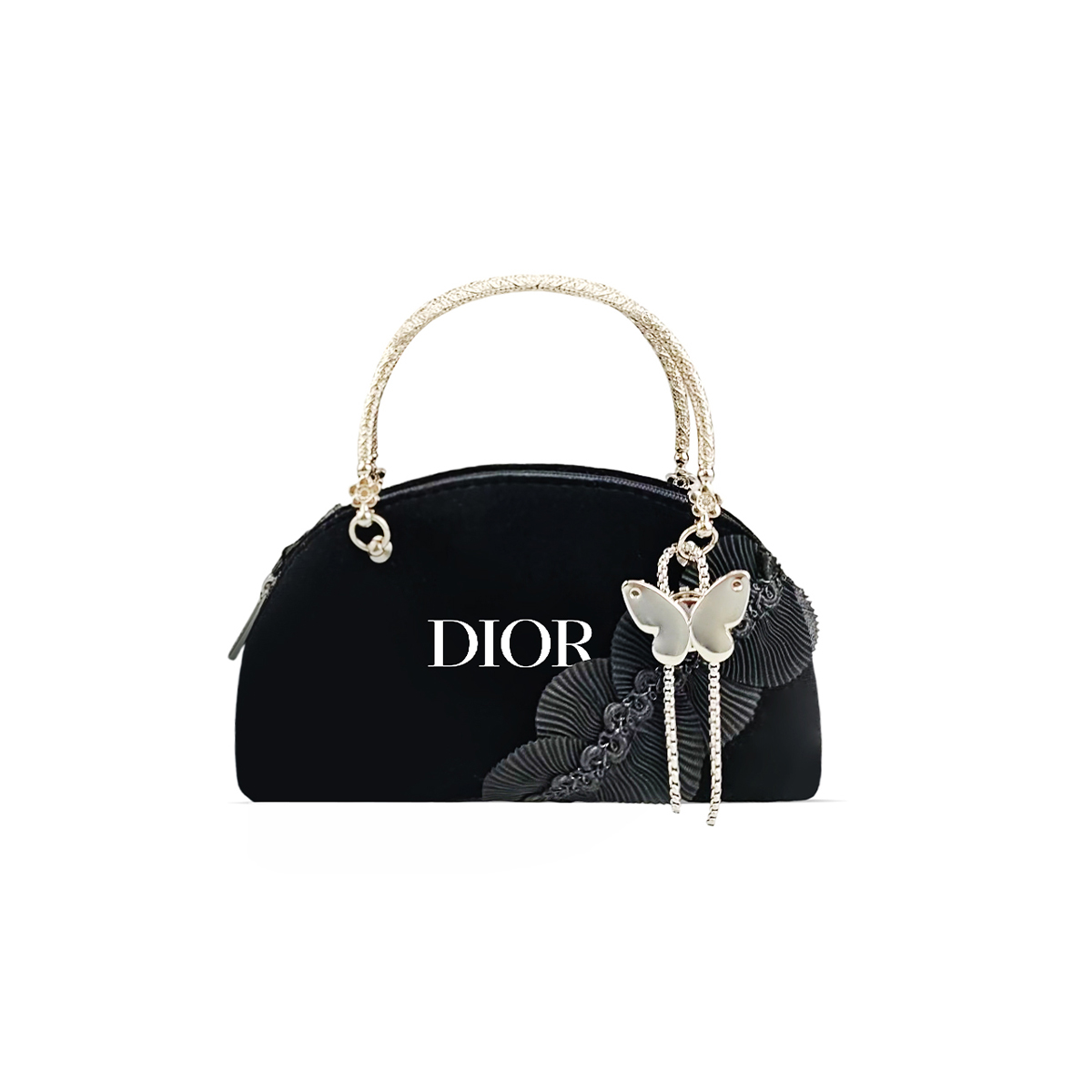 Косметичка Dior Velvet Makeup Bag (розовая с цветами)