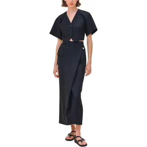 HERMES SS24 Casual Long Skirt Women's Black
