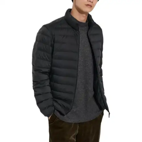 UNIQLO Down Jackets Men's Black Stand Collar Moderate