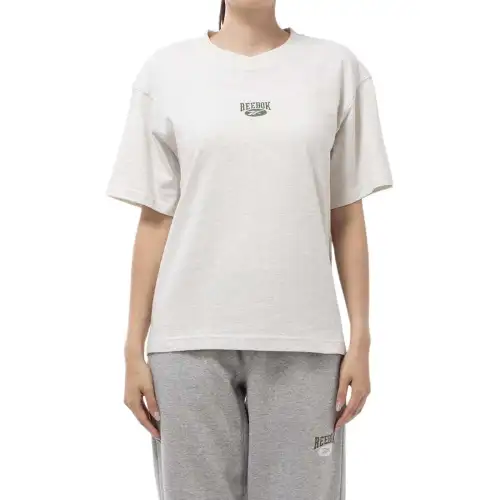 Reebok Drop Shoulder Sleeve T Shirt Women's Gray White