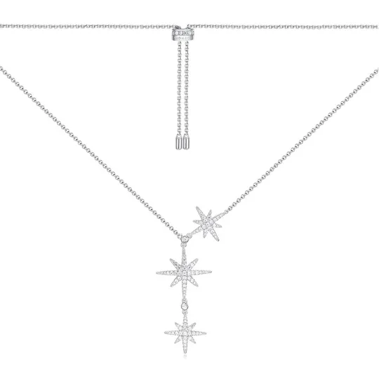 Apm Monaco 925 Sterling Silver Synthetic Cubic Zirconia Necklaces Women's Silver