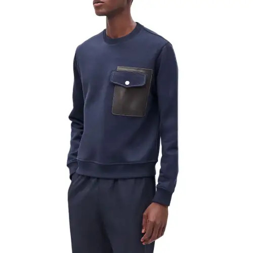 HERMES Sweatshirts Men's Blue Crew Neck Moderate Regular