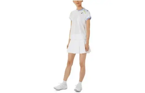 ASICS Dry T Shirts Women's White Crew Neck Moderate Straight Fit