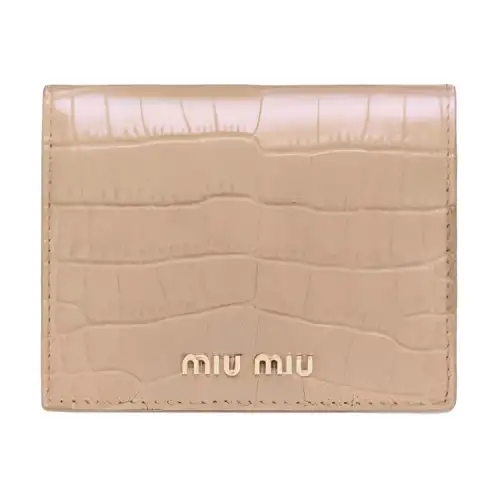 MIU MIU Leather Card Holder Wallet Women's Pink