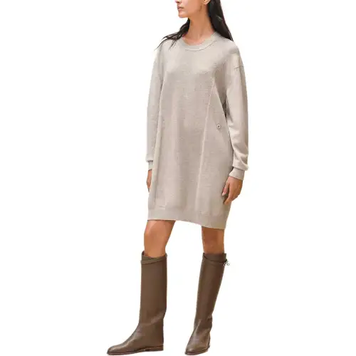 HERMES SS24 Long Sleeved Dress Women's Natural Beige