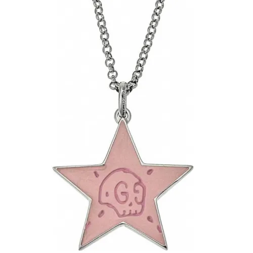 GUCCI Sterling Silver Necklaces Unisex Pink