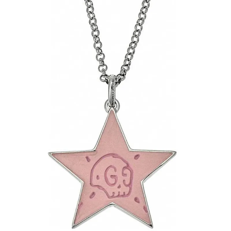 GUCCI Sterling Silver Necklaces Unisex Pink