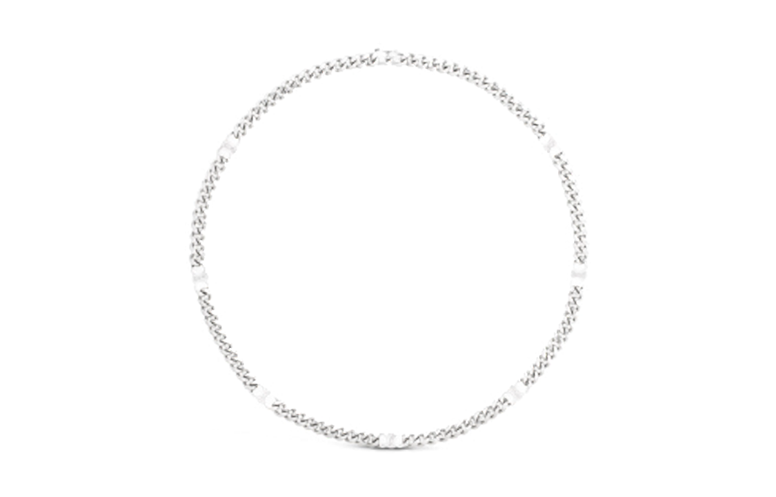 CELINE Triomphe Small Gourmette Necklace In Brass With Rhodium Finish