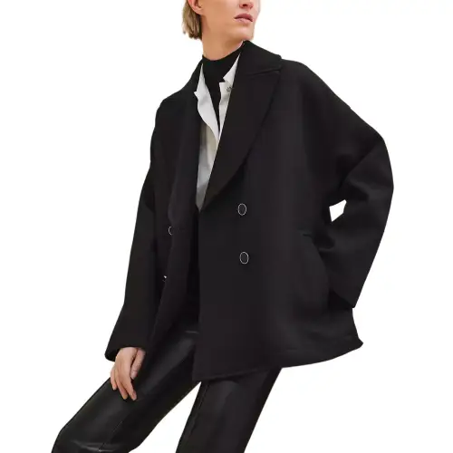 HERMES Coats Women's Black Lapel Moderate