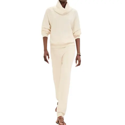 HERMES FW24 Knitted Sweatpants Women's Natural White