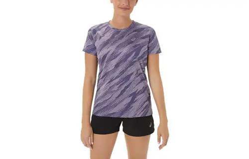 Asics CORE ALL Over PRINT SS TOP W T Shirt Women's Purple