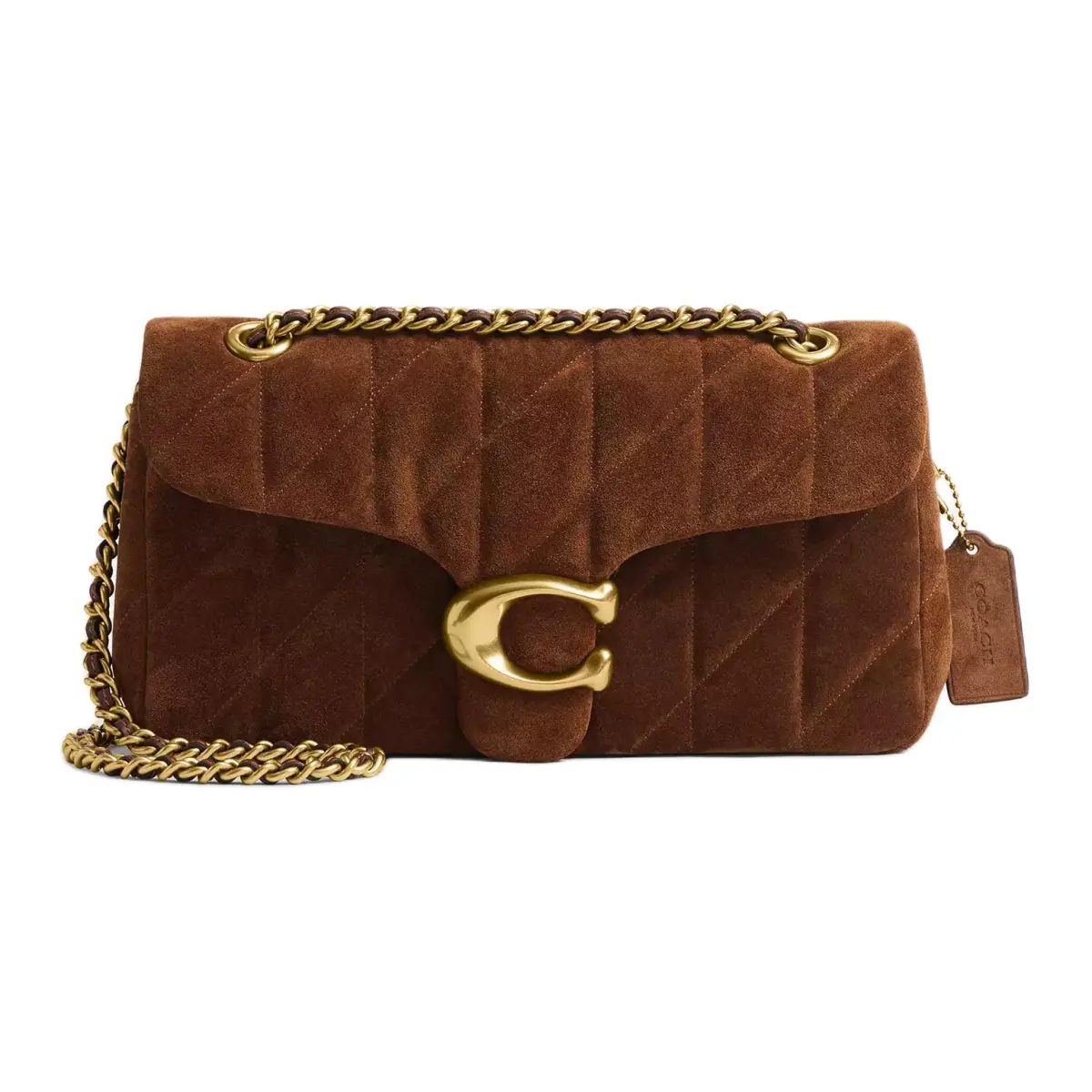 COACH Tabby Cow Split Leather Crossbody Bags Medium Women's Warm Brown