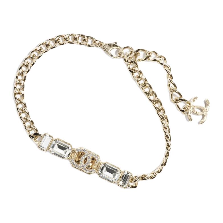 CHANEL 24C Brand Logo Metal Necklaces Women's Gold