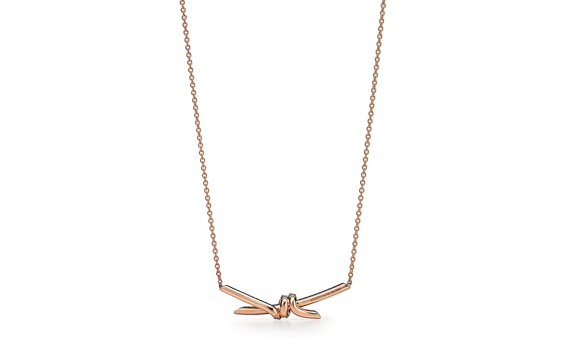 Женское колье TIFFANY & CO. Knot (розово-золотое с бриллиантами) — фото 2