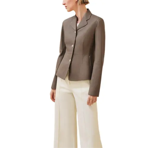 HERMES FW24 Leather Jacket Women's Brown