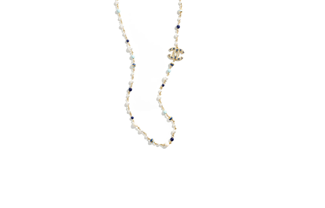 CHANEL 24P Metal, Artificial Pearl Necklaces Women's Gold