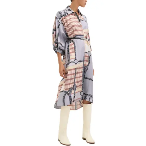 HERMES Short Sleeved Dress Women's Blue