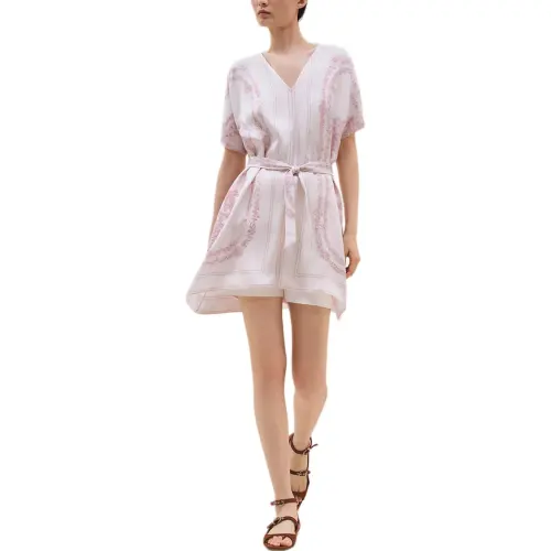 HERMES Short Sleeved Dress Women's Light Pink