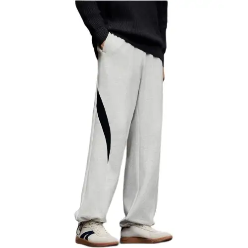 Anta Loose Fit Straight Fit Reversible Fleece Lined Knitted Sweatpants Men's Gray Heather Gray 1