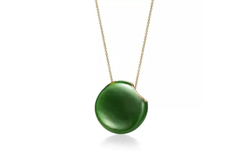 TIFFANY & CO. Tiffany, emerald pendant jade, green necklace, 750 sample gold