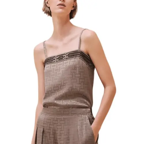 HERMES Camisoles Women's Gray Collarless Moderate Other