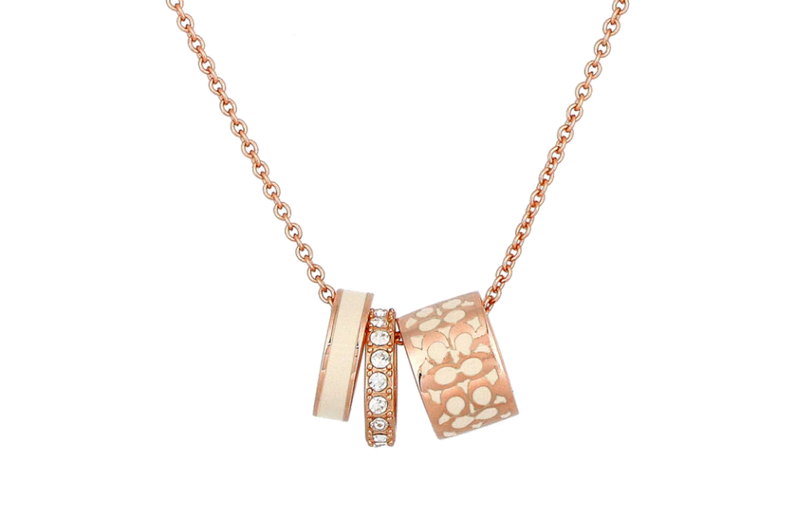COACH Rose Gold, Electroplated, Brass, Enamel Necklaces Women's Gold