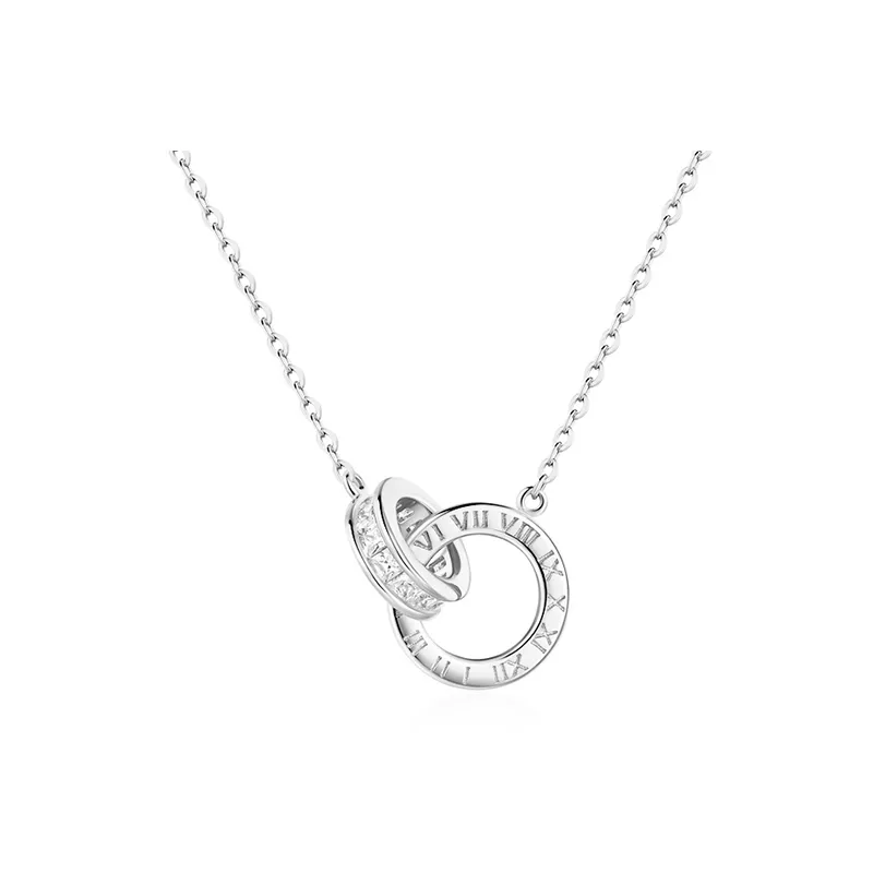 FANCI 925 Sterling Silver Synthetic Cubic Zirconia Necklaces Women's Silver