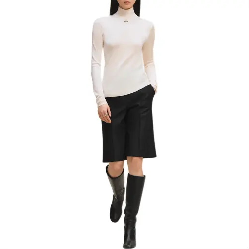 HERMES Knitwear Women's White Turtleneck Moderate Other