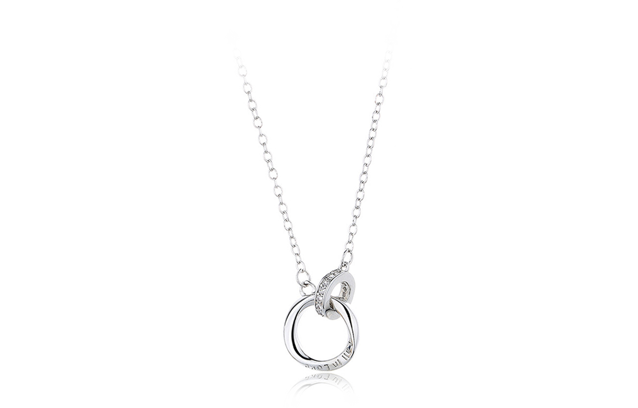 Small design glossy ring, chain for key bag with letters with zircon, necklace, simple and elegant design, high-quality style